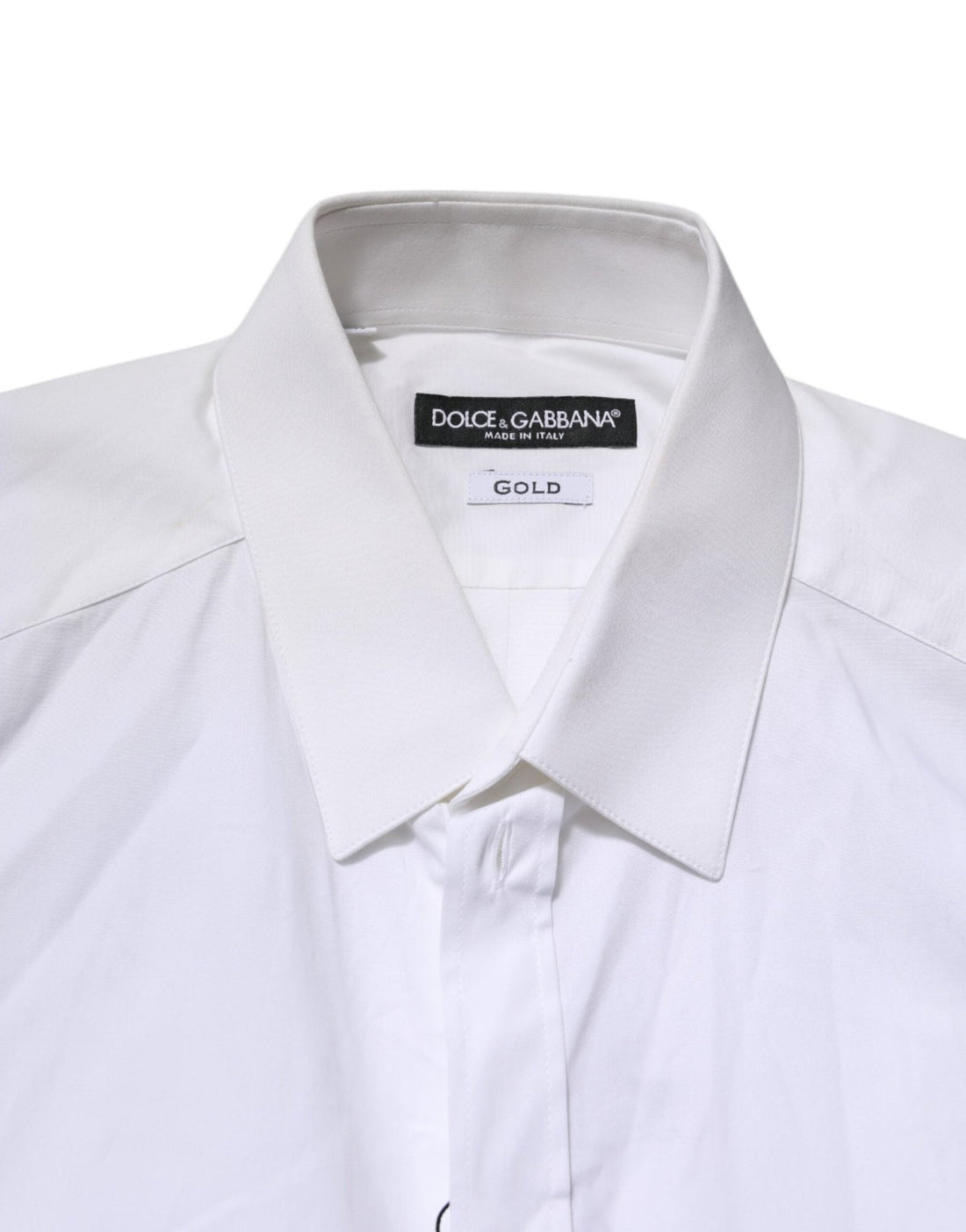 Dolce & Gabbana White GOLD Cotton Collared Dress Shirt Top - RIMODA