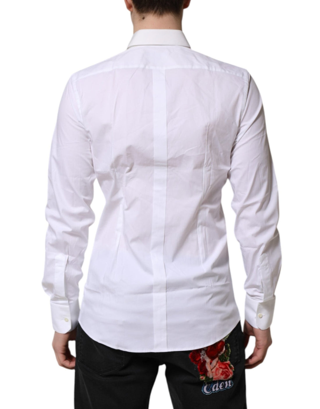 Dolce & Gabbana White GOLD Cotton Collared Dress Shirt Top - RIMODA