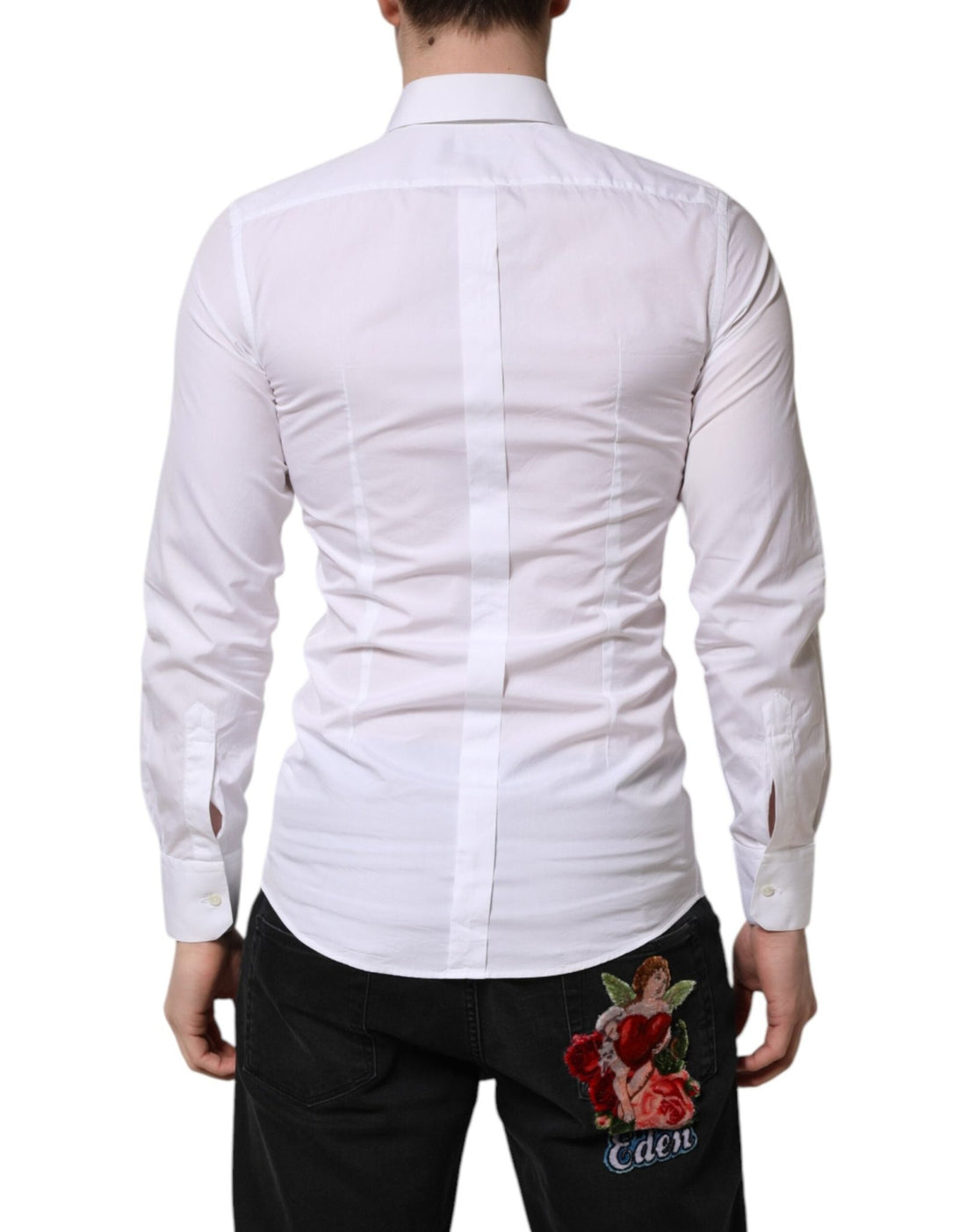 Dolce & Gabbana White GOLD Cotton Long Sleeve Men Formal Shirt - RIMODA