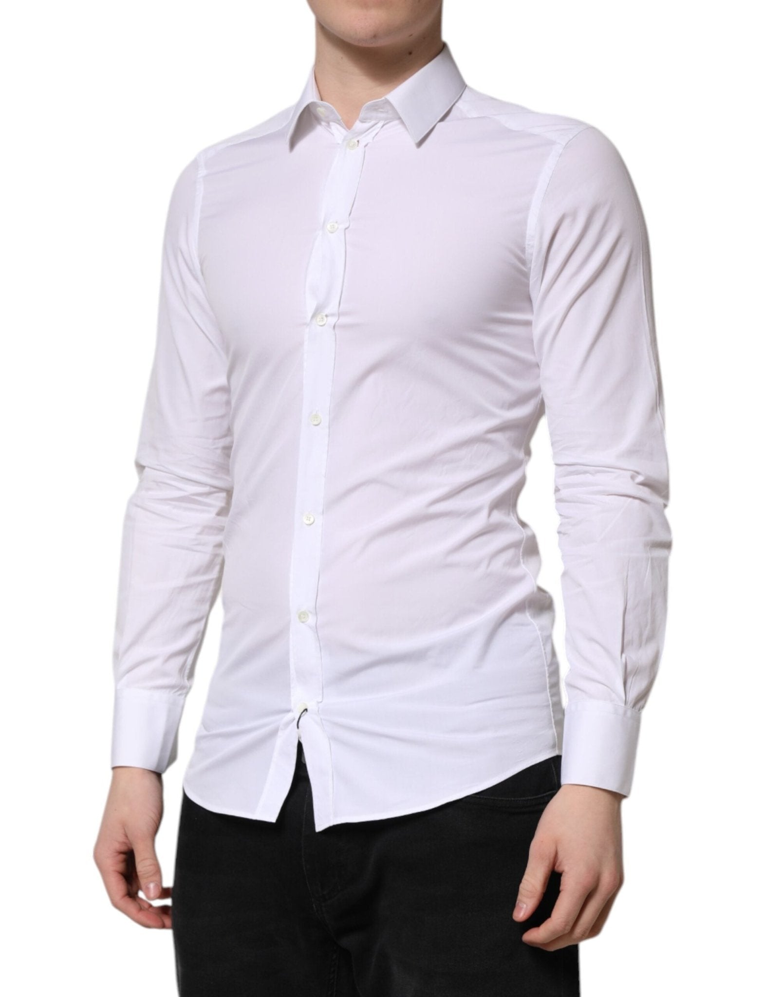 Dolce & Gabbana White GOLD Cotton Long Sleeve Men Formal Shirt - RIMODA