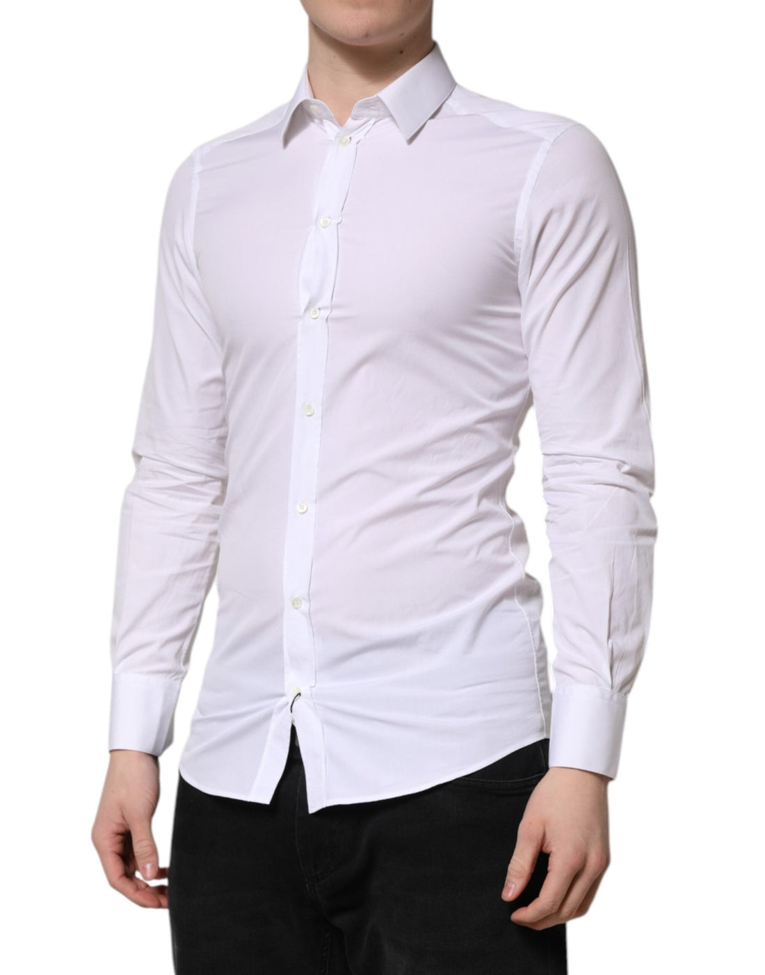 Dolce & Gabbana White GOLD Cotton Long Sleeve Men Formal Shirt - RIMODA