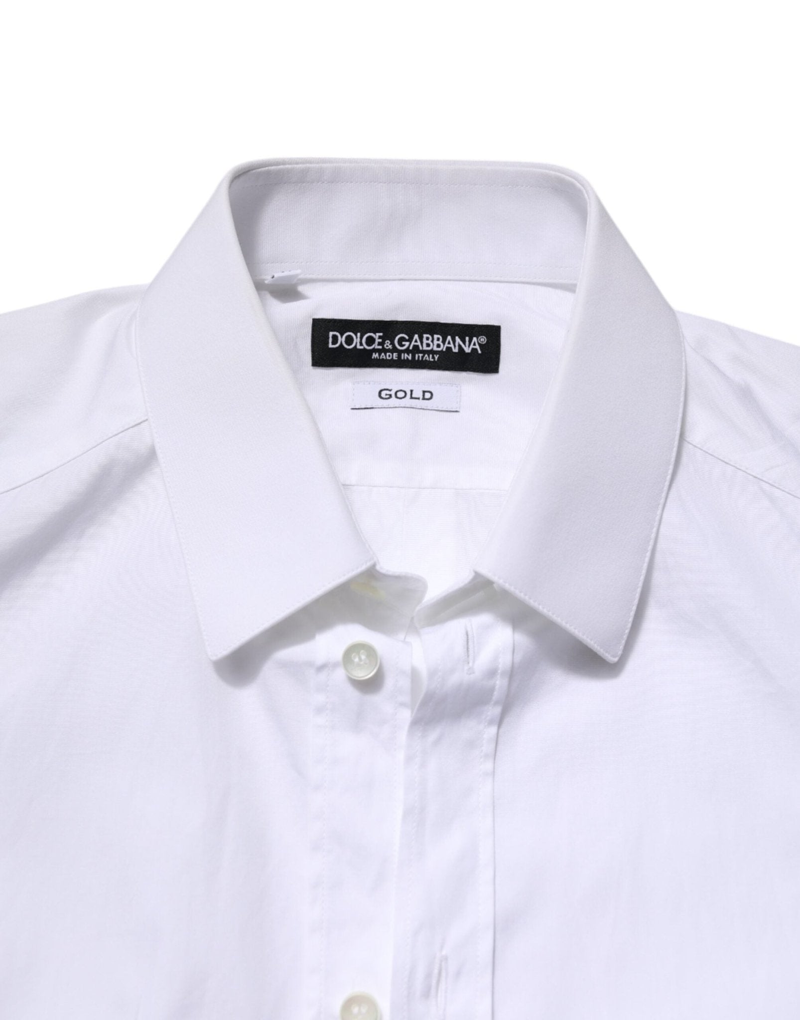 Dolce & Gabbana White GOLD Cotton Long Sleeve Men Formal Shirt - RIMODA