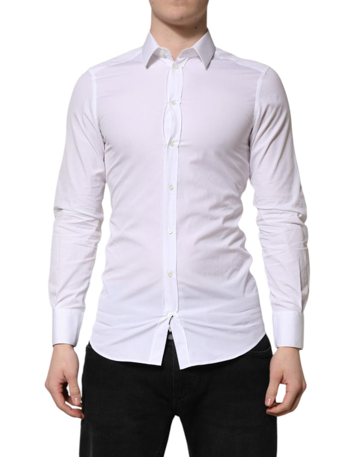 Dolce & Gabbana White GOLD Cotton Long Sleeve Men Formal Shirt - RIMODA