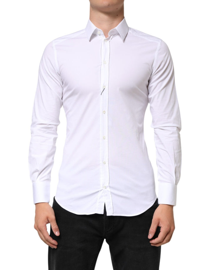 Dolce & Gabbana White GOLD Cotton Long Sleeves Dress Men Shirt - RIMODA
