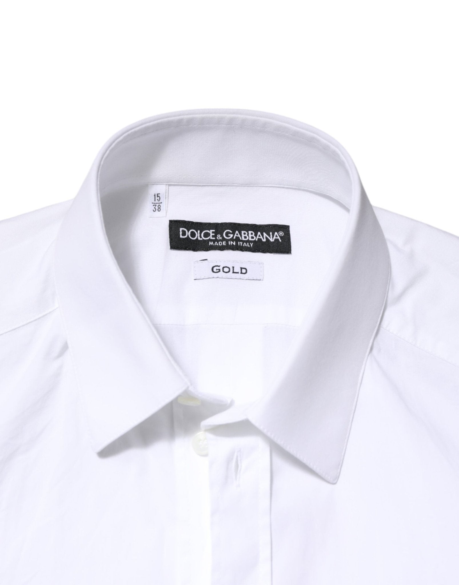Dolce & Gabbana White GOLD Cotton Long Sleeves Dress Men Shirt - RIMODA