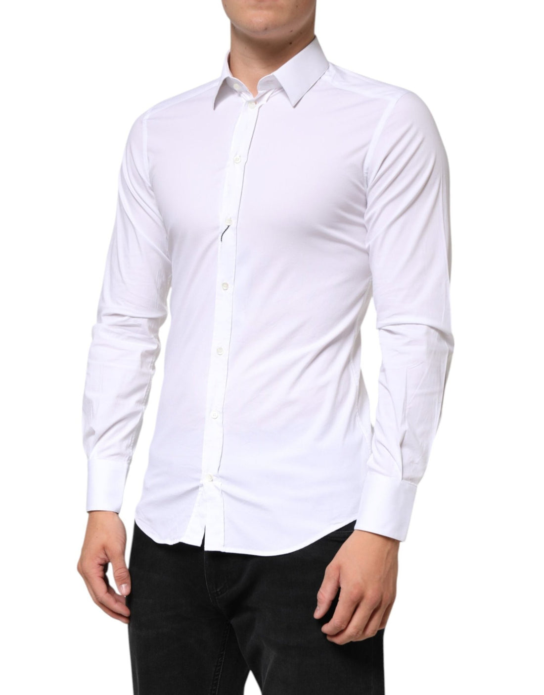 Dolce & Gabbana White GOLD Cotton Long Sleeves Dress Men Shirt - RIMODA