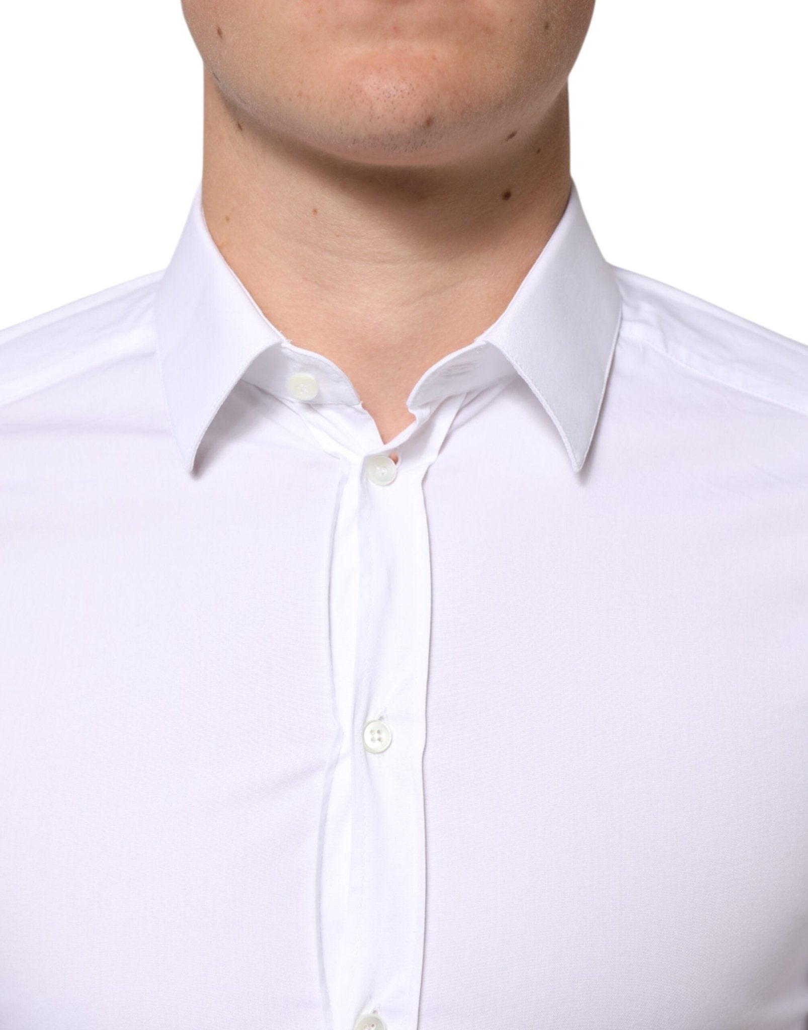 Dolce & Gabbana White GOLD Cotton Long Sleeves Dress Men Shirt - RIMODA