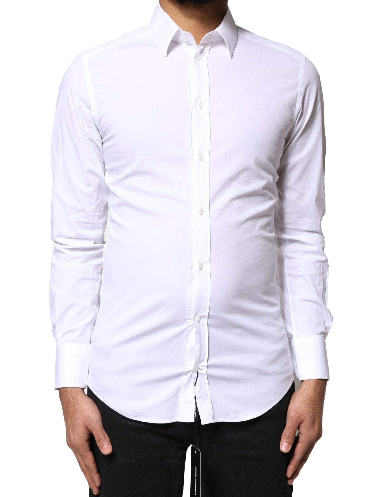 Dolce & Gabbana White GOLD Cotton Long Sleeves Dress Shirt - RIMODA