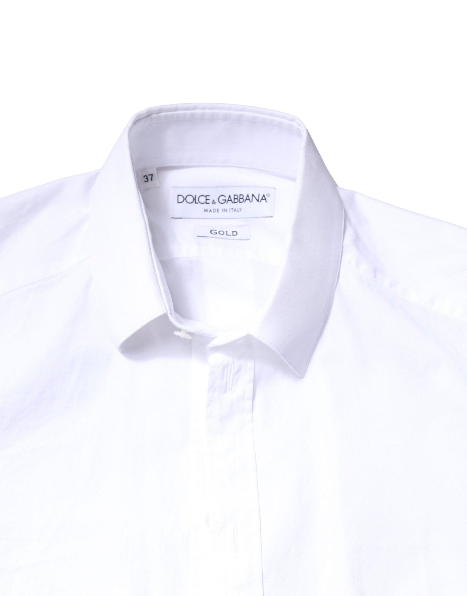 Dolce & Gabbana White GOLD Cotton Long Sleeves Dress Shirt - RIMODA