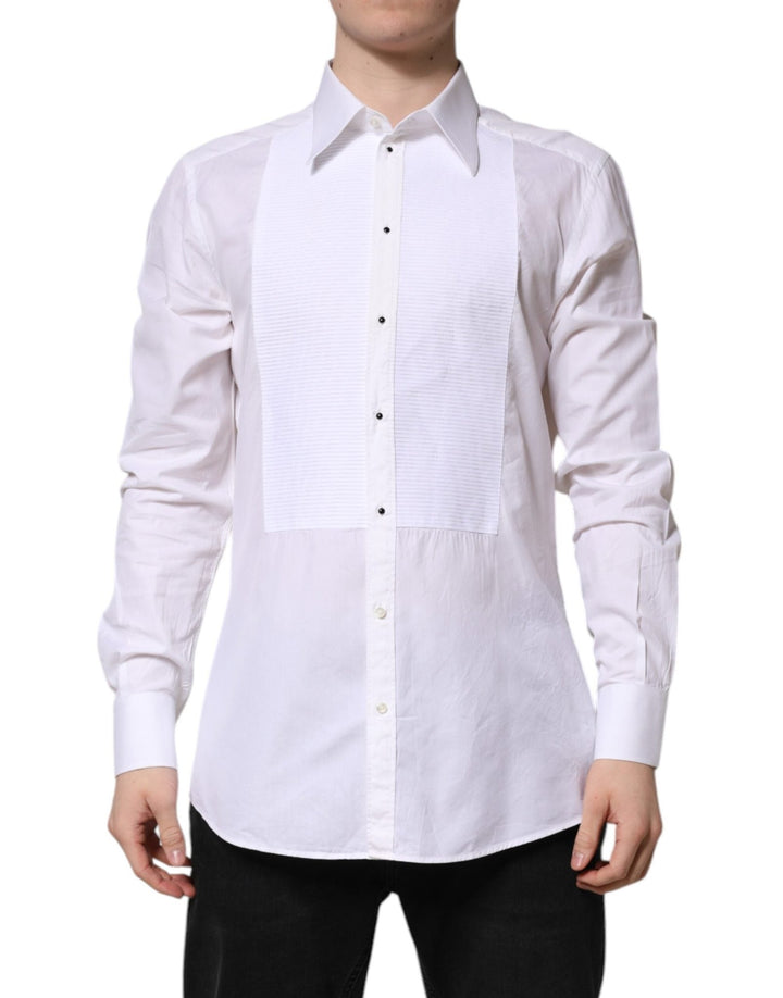 Dolce & Gabbana White GOLD Cotton Long Sleeves Formal Shirt - RIMODA