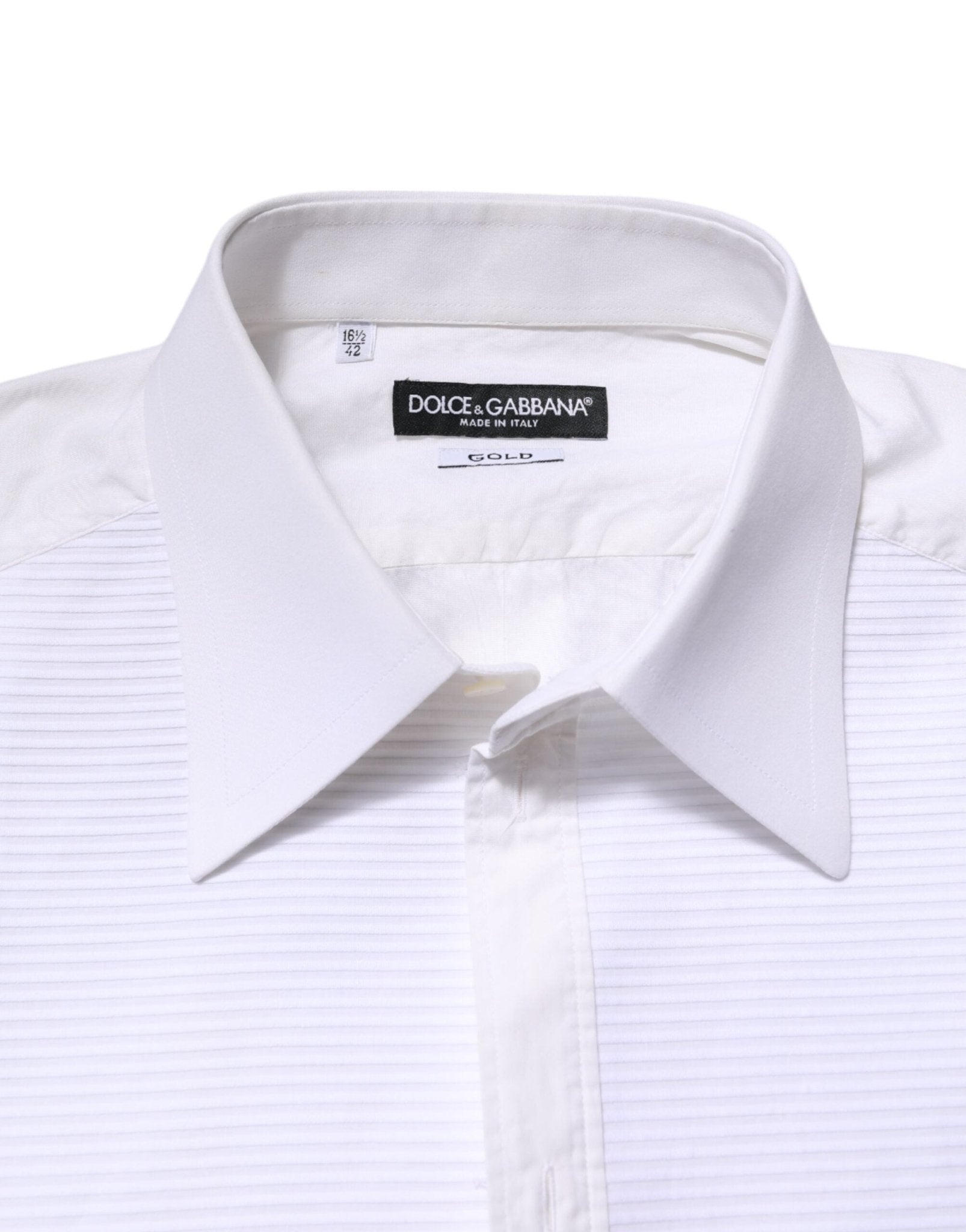 Dolce & Gabbana White GOLD Cotton Long Sleeves Formal Shirt - RIMODA