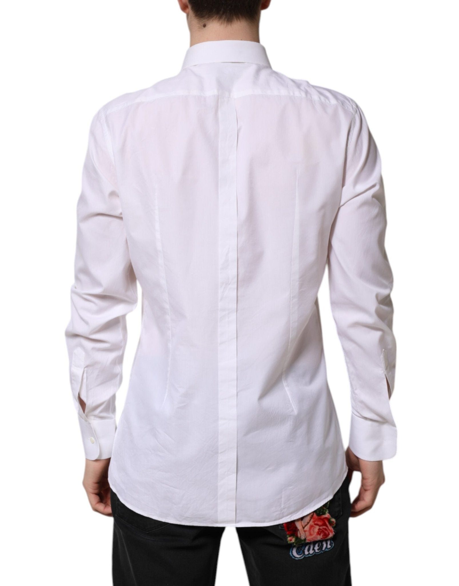 Dolce & Gabbana White GOLD Cotton Long Sleeves Formal Shirt - RIMODA