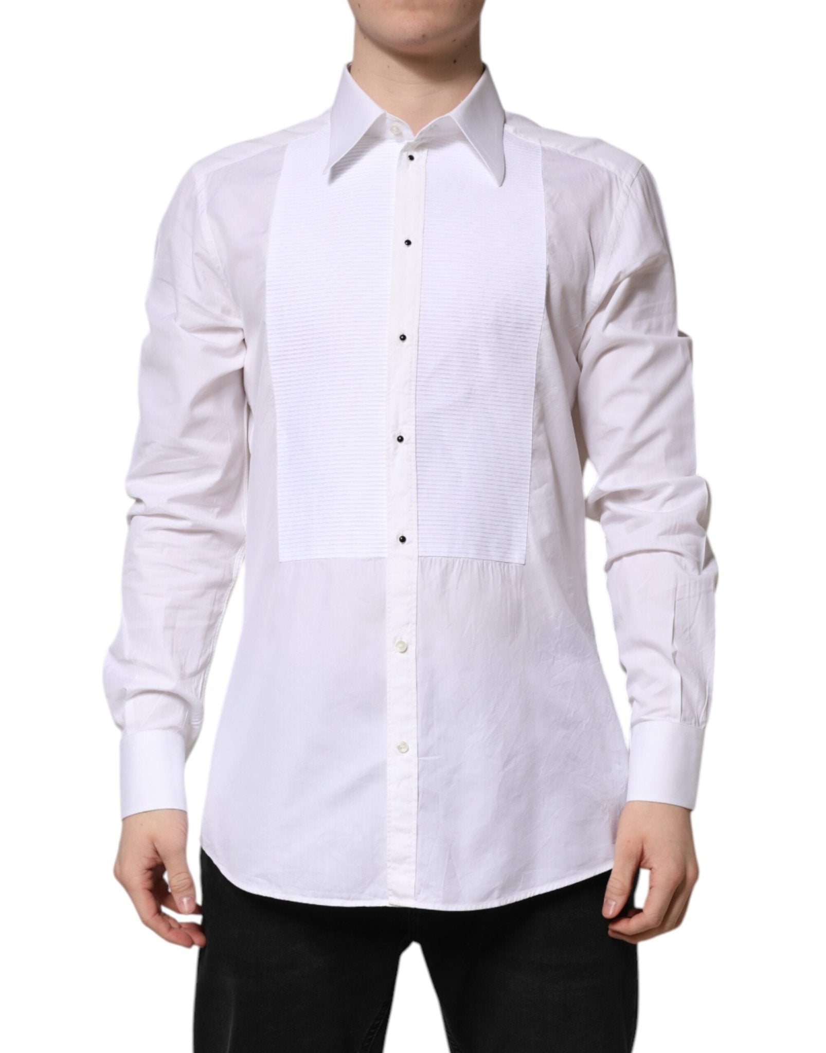 Dolce & Gabbana White GOLD Cotton Long Sleeves Formal Shirt - RIMODA