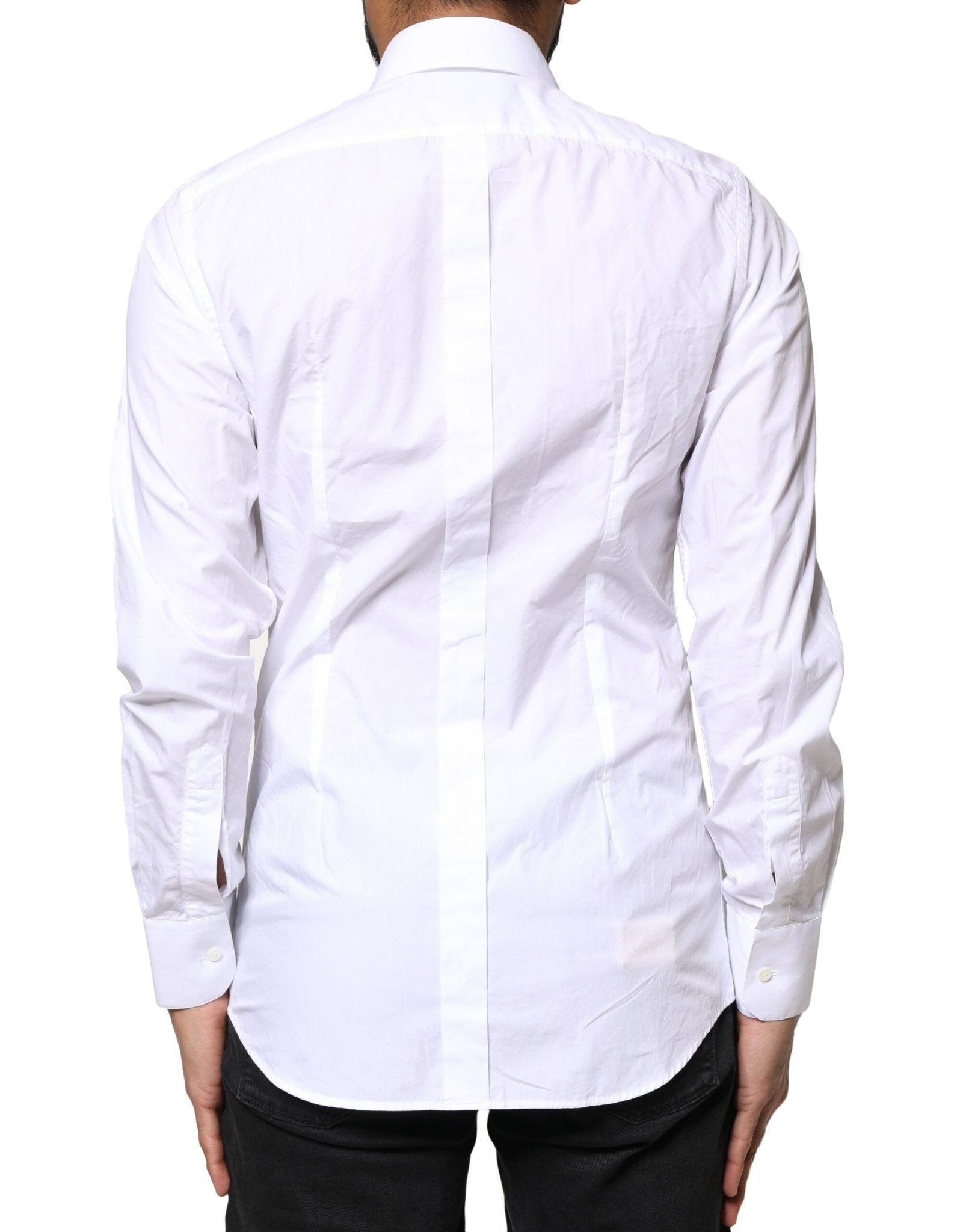 Dolce & Gabbana White GOLD Cotton Long Sleeves Men Dress Shirt - RIMODA