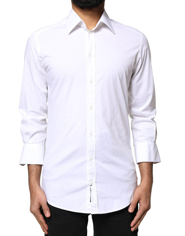 Dolce & Gabbana White GOLD Cotton Long Sleeves Men Dress Shirt - RIMODA