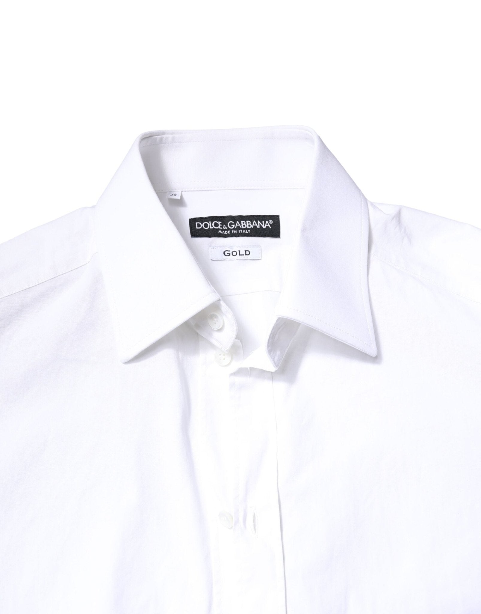 Dolce & Gabbana White GOLD Cotton Long Sleeves Men Dress Shirt - RIMODA