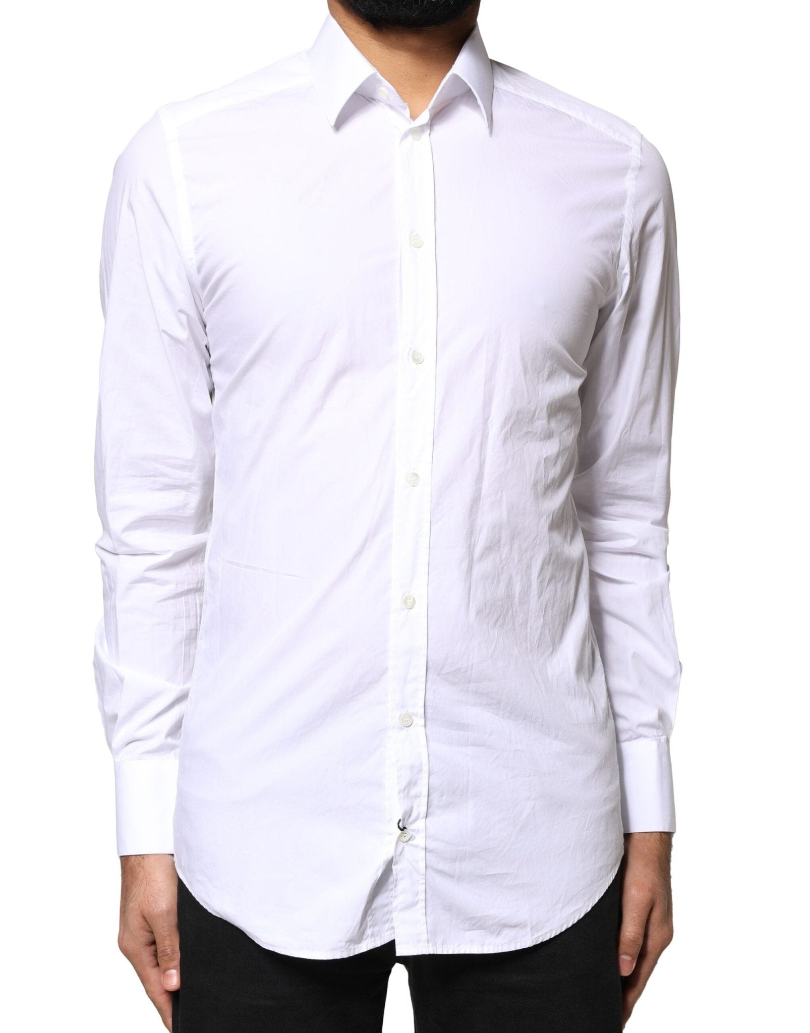 Dolce & Gabbana White GOLD Cotton Long Sleeves Men Dress Shirt - RIMODA