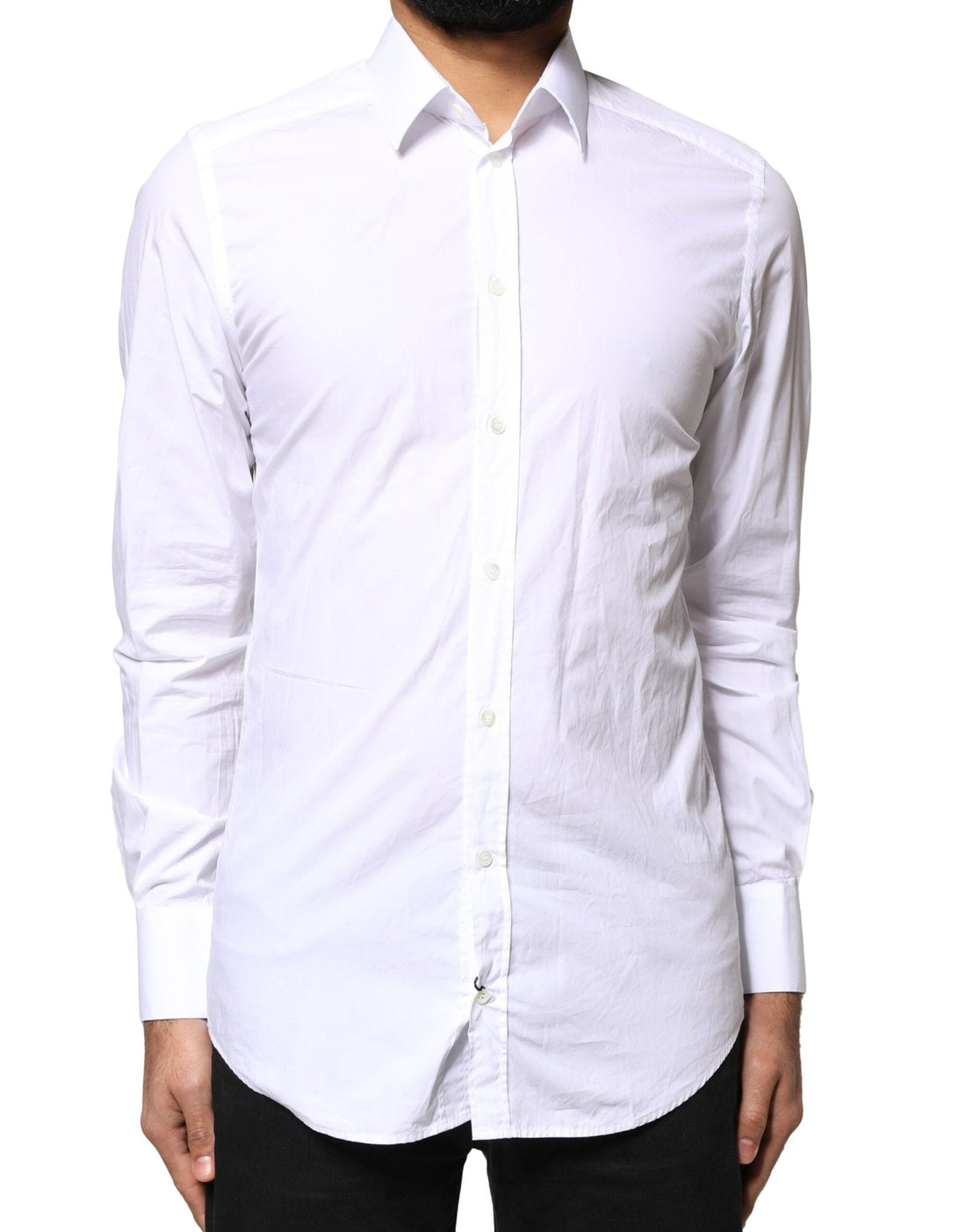 Dolce & Gabbana White GOLD Cotton Long Sleeves Men Dress Shirt - RIMODA
