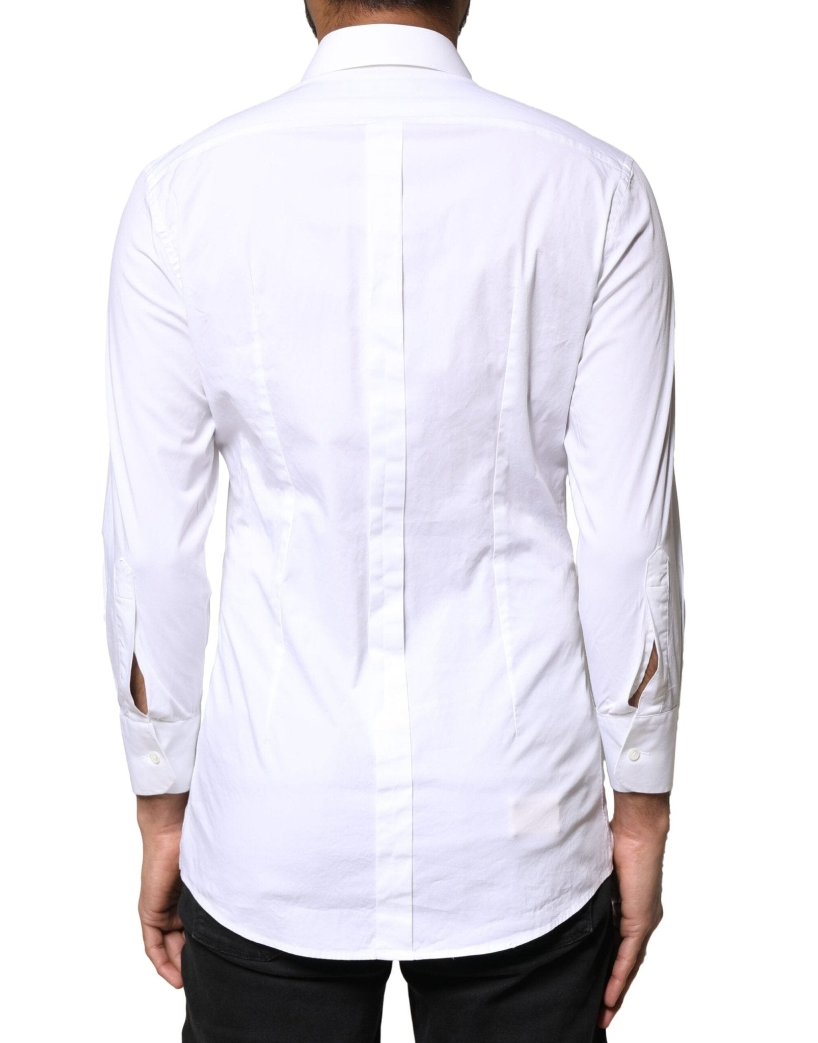 Dolce & Gabbana White GOLD Cotton Long Sleeves Men Dress Shirt - RIMODA