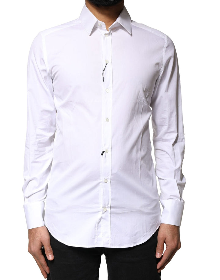 Dolce & Gabbana White GOLD Cotton Long Sleeves Men Dress Shirt - RIMODA