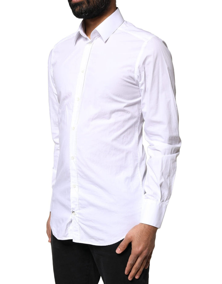 Dolce & Gabbana White GOLD Cotton Long Sleeves Men Dress Shirt - RIMODA