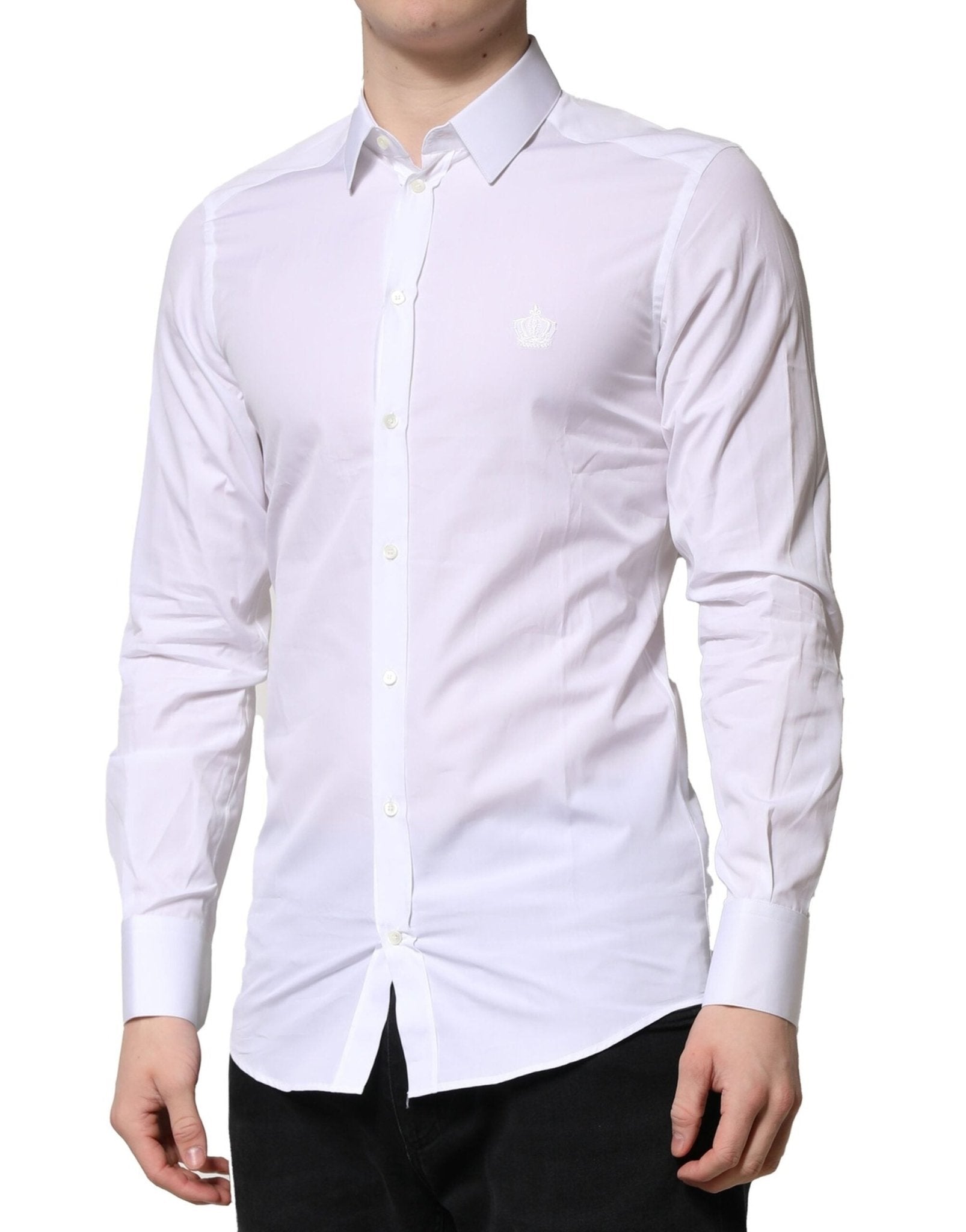 Dolce & Gabbana White GOLD Cotton Long Sleeves Men Formal Shirt - RIMODA