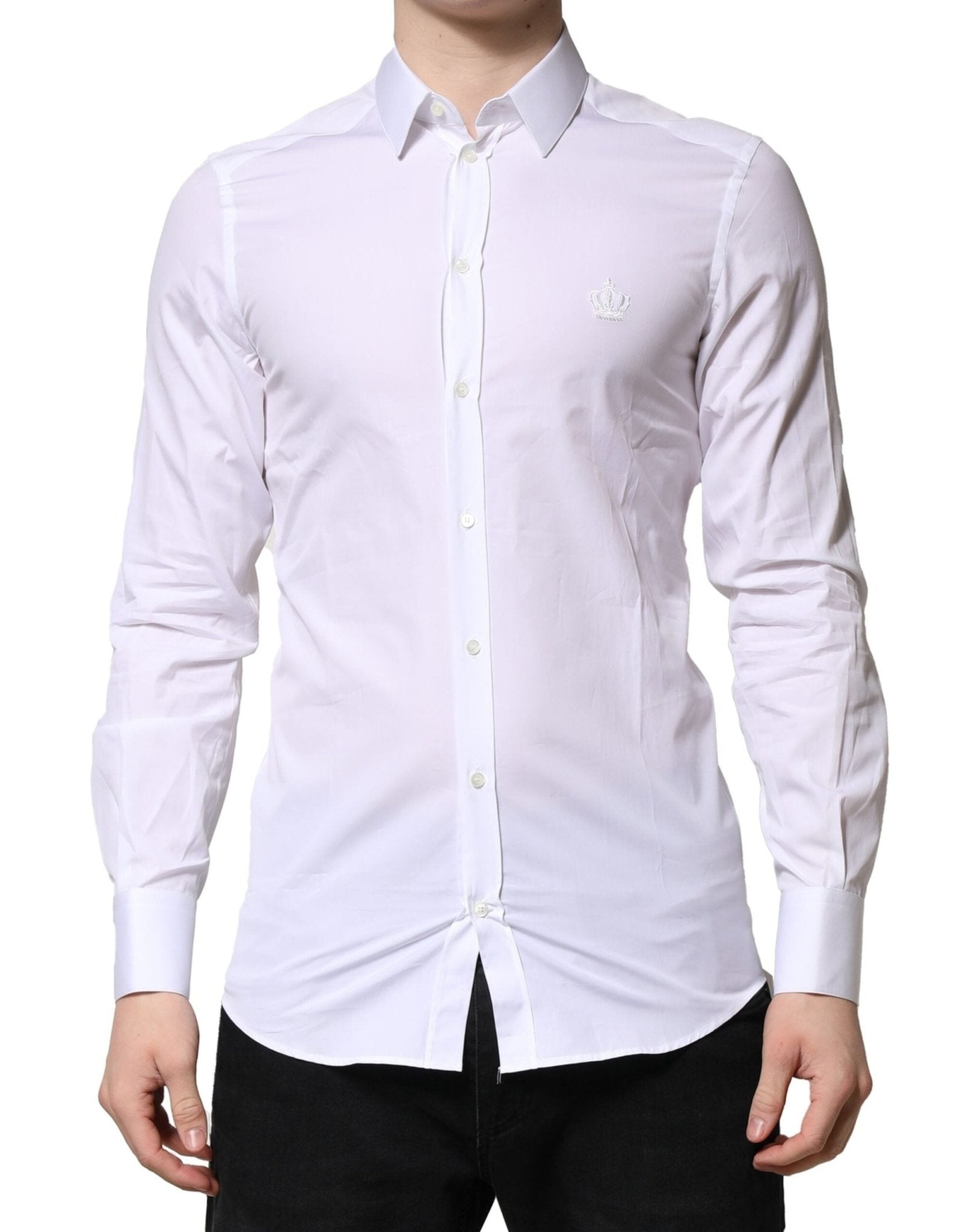 Dolce & Gabbana White GOLD Cotton Long Sleeves Men Formal Shirt - RIMODA