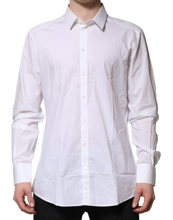 Dolce & Gabbana White GOLD Cotton Men Dress Formal Shirt - RIMODA
