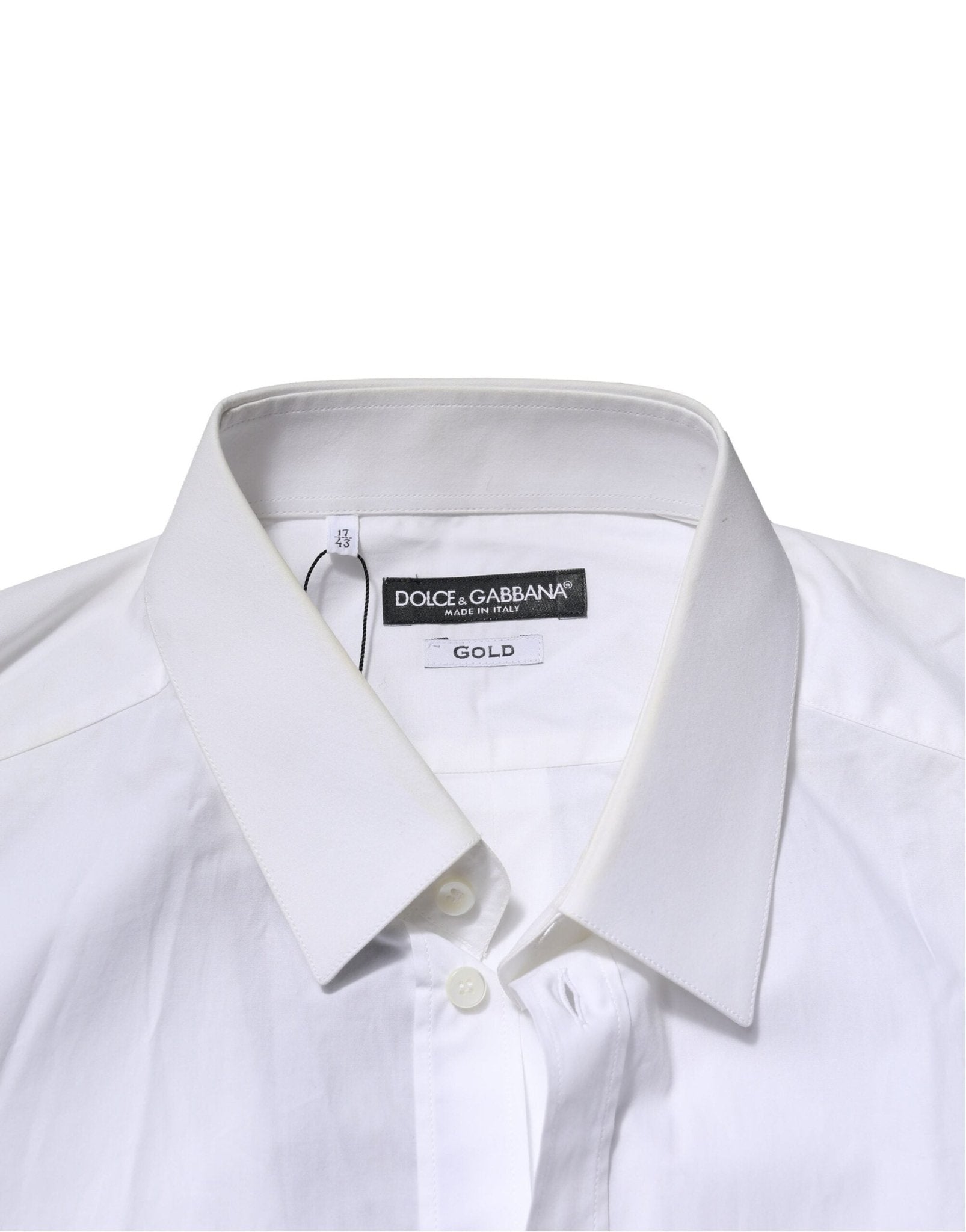 Dolce & Gabbana White GOLD Cotton Men Dress Formal Shirt - RIMODA