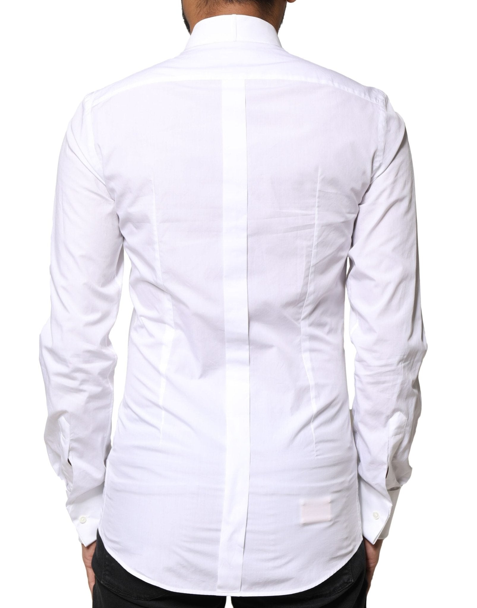 Dolce & Gabbana White GOLD Cotton Poplin Bib Formal Men Dress Shirt - RIMODA