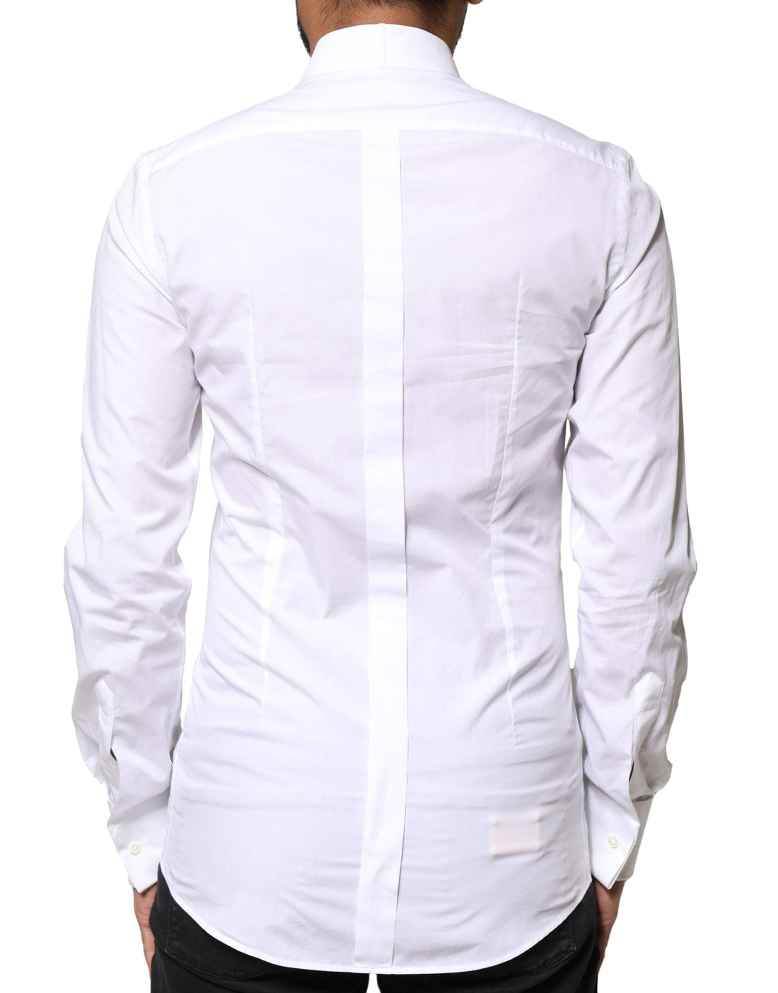 Dolce & Gabbana White GOLD Cotton Poplin Bib Formal Men Dress Shirt - RIMODA