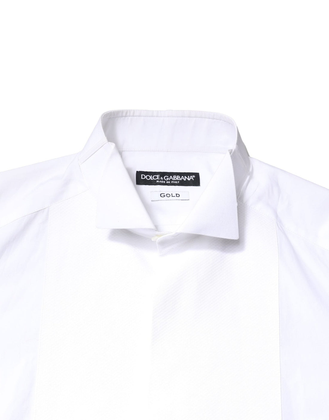 Dolce & Gabbana White GOLD Cotton Poplin Bib Formal Men Dress Shirt - RIMODA