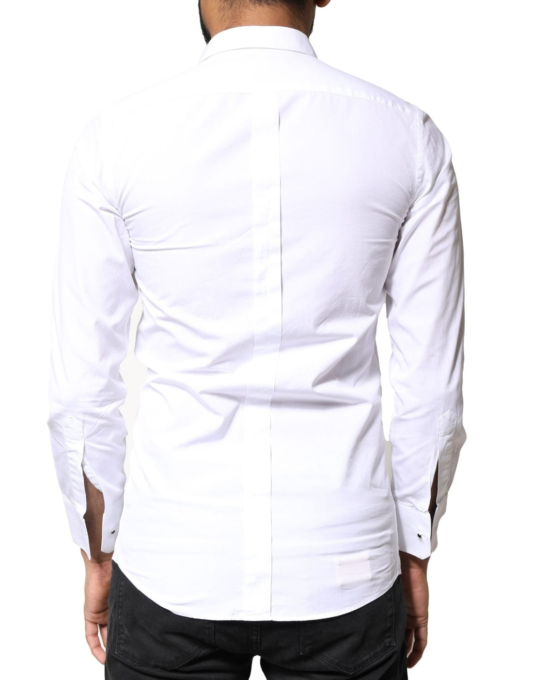 Dolce & Gabbana White GOLD Cotton Poplin Bib Men Dress Shirt - RIMODA