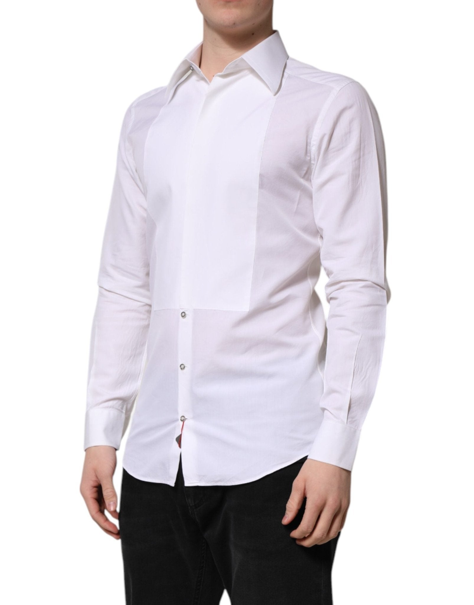 Dolce & Gabbana White GOLD Cotton Poplin Dress Formal Shirt - RIMODA