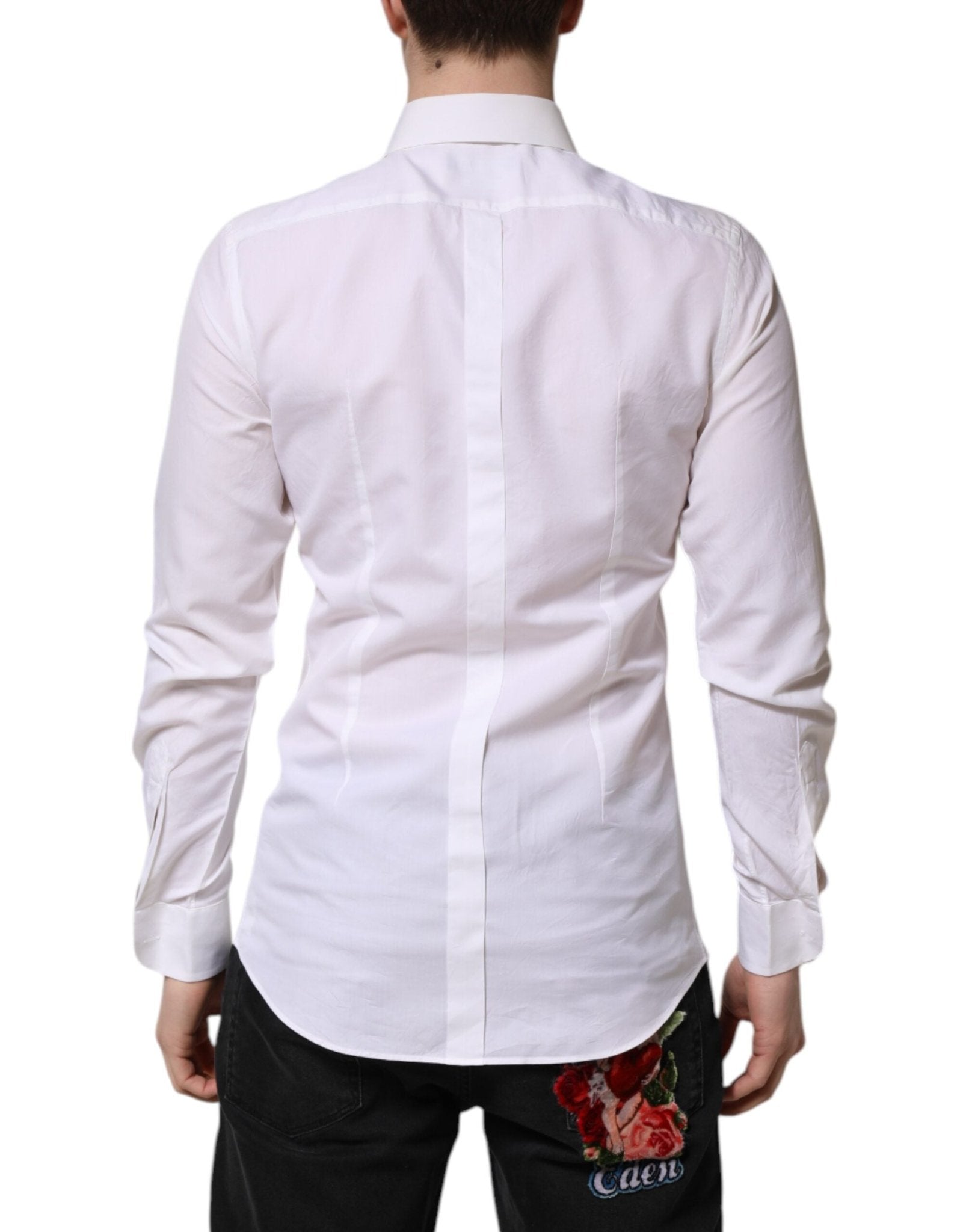 Dolce & Gabbana White GOLD Cotton Poplin Dress Formal Shirt - RIMODA