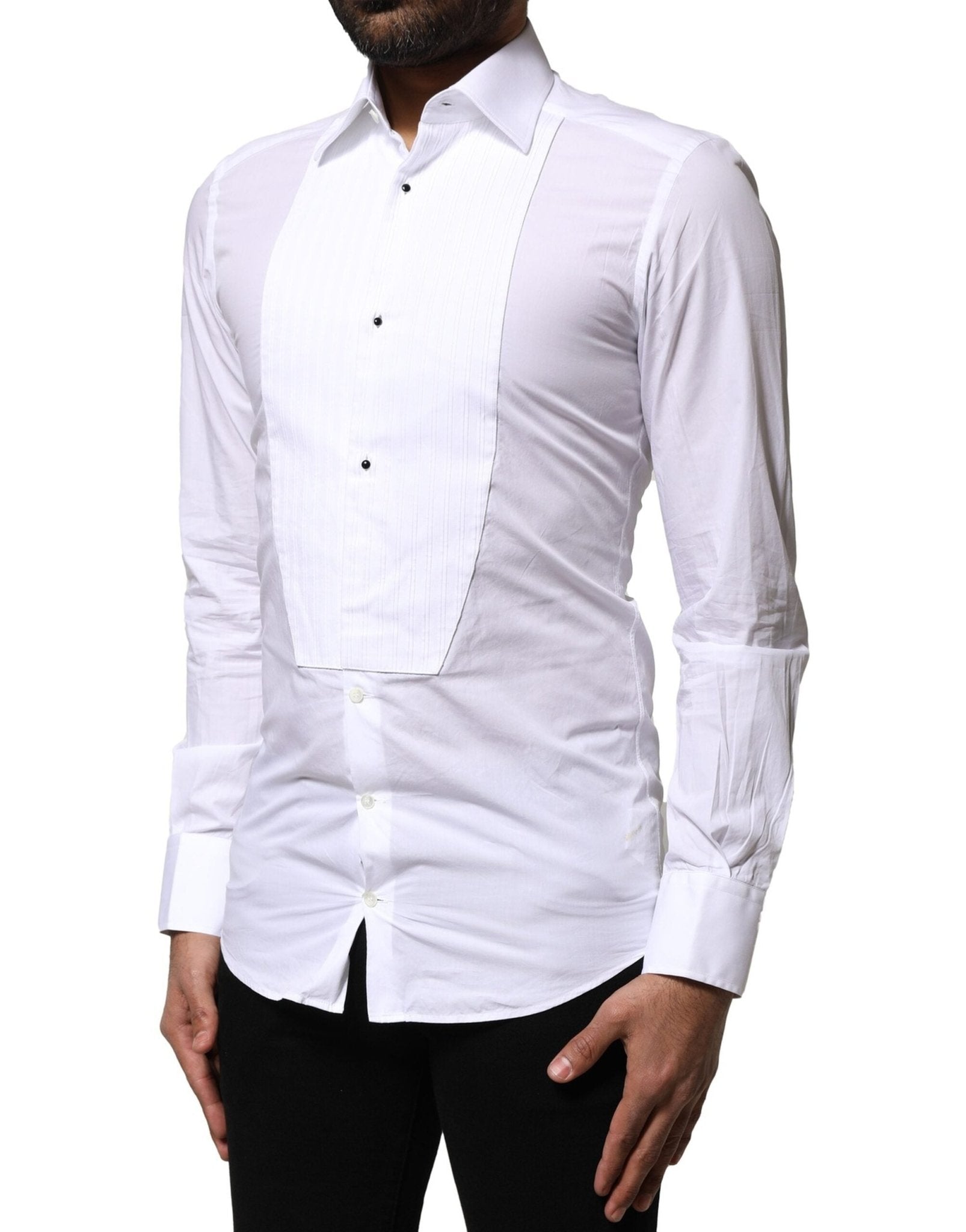 Dolce & Gabbana White GOLD Cotton Poplin Formal Dress Shirt - RIMODA