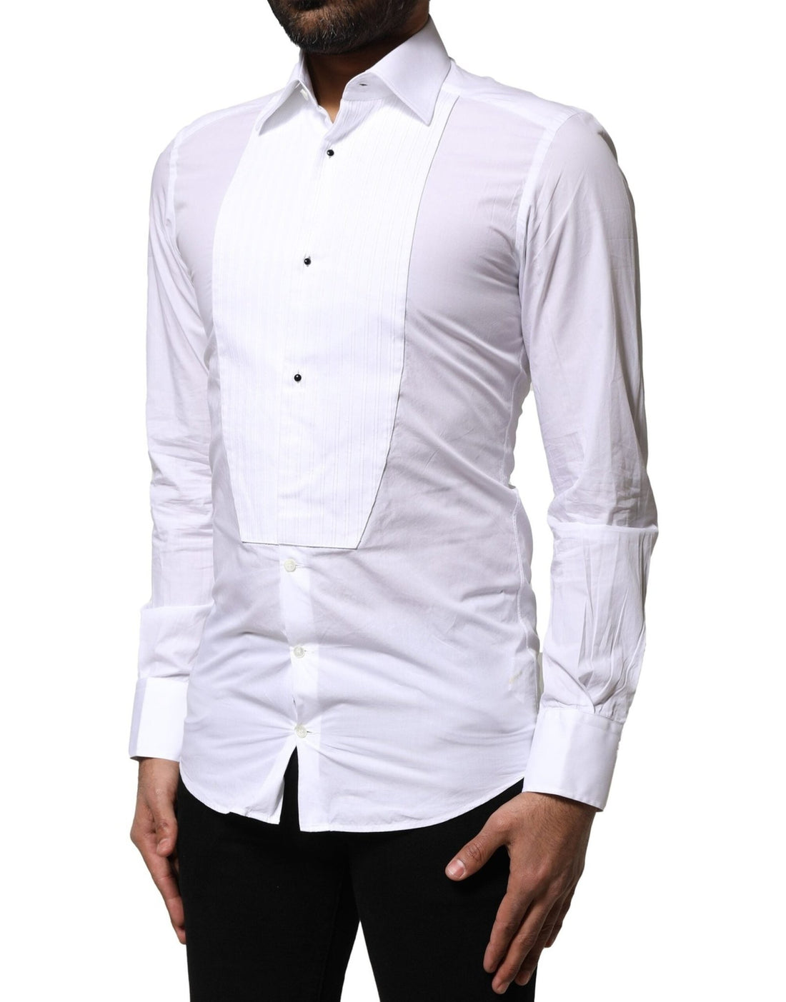 Dolce & Gabbana White GOLD Cotton Poplin Formal Dress Shirt - RIMODA