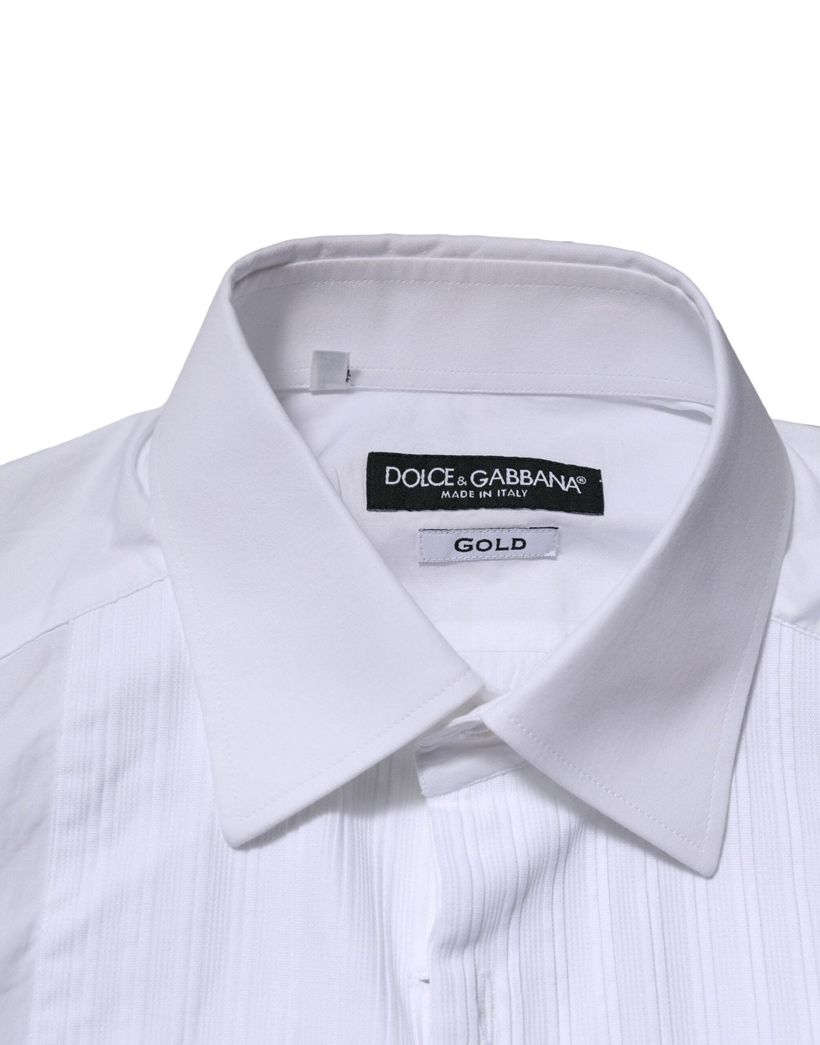 Dolce & Gabbana White GOLD Cotton Poplin Formal Dress Shirt - RIMODA