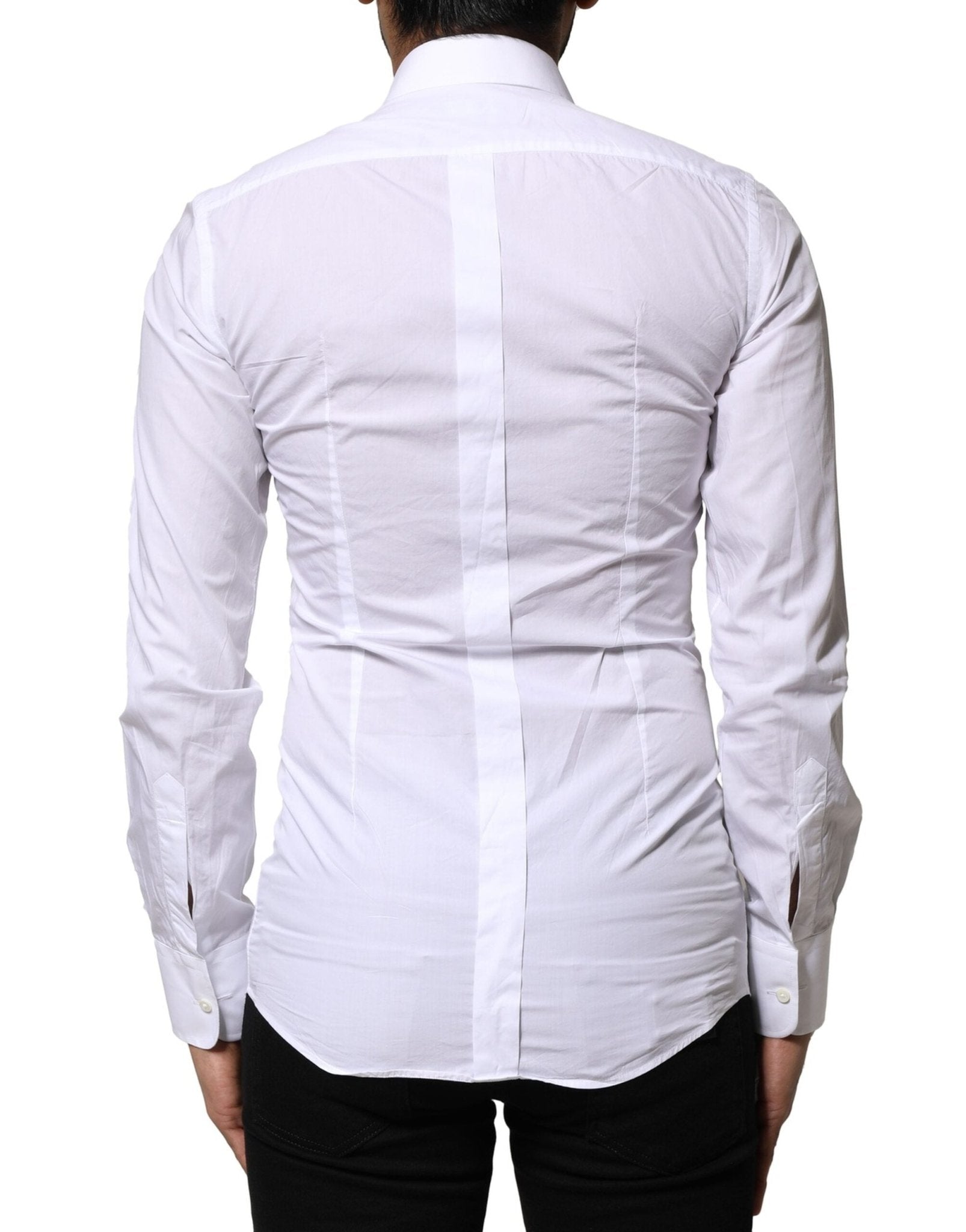 Dolce & Gabbana White GOLD Cotton Poplin Formal Dress Shirt - RIMODA
