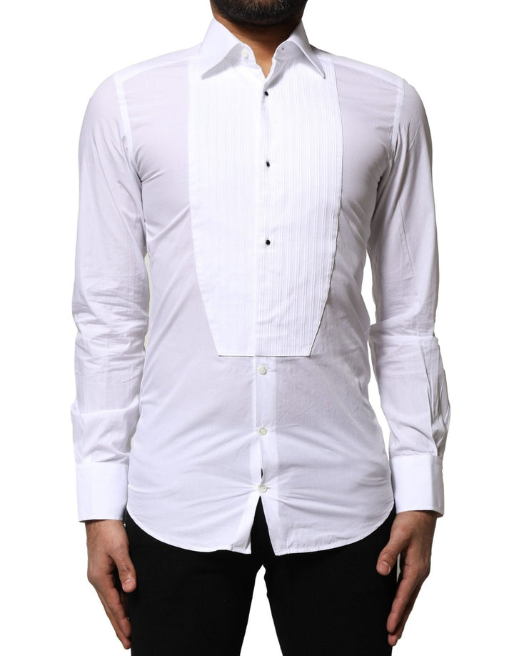Dolce & Gabbana White GOLD Cotton Poplin Formal Dress Shirt - RIMODA