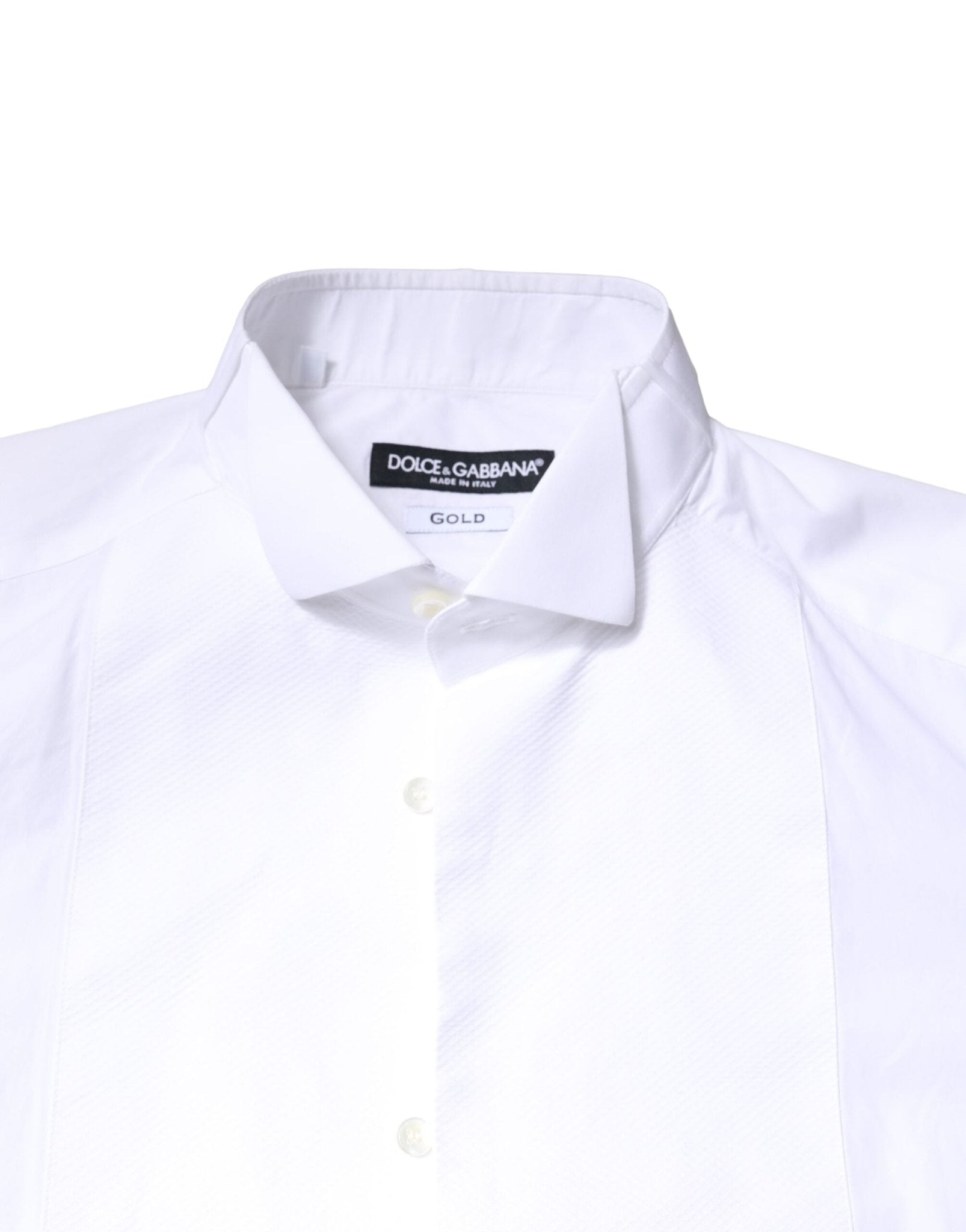 Dolce & Gabbana White GOLD CottonPoplin Bib Formal Dress Shirt - RIMODA