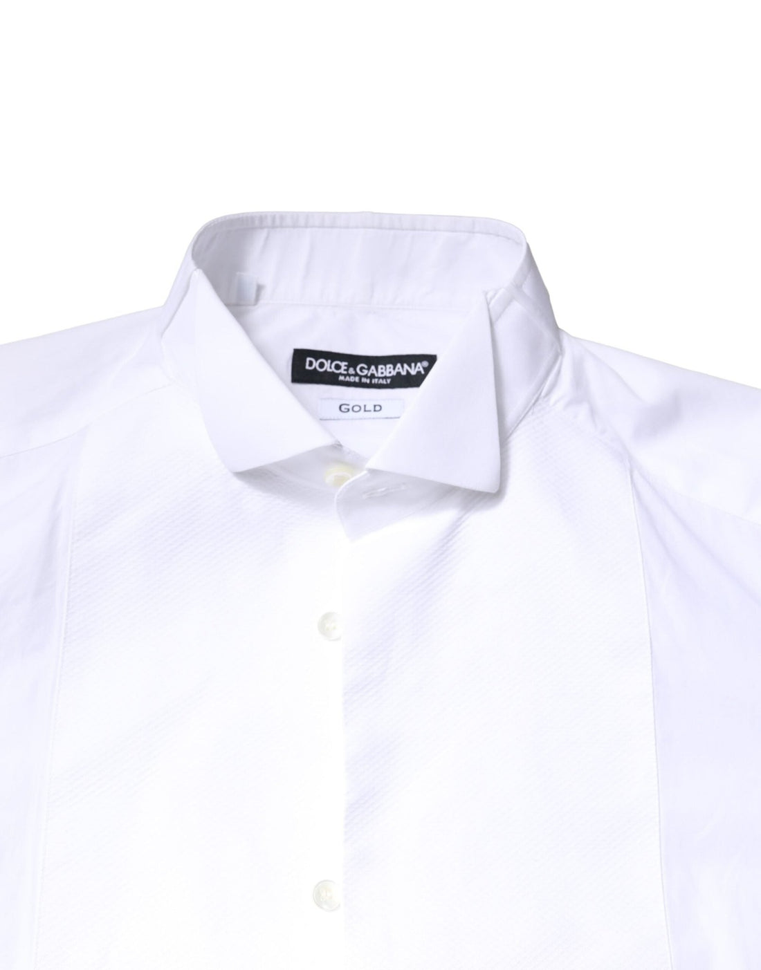 Dolce & Gabbana White GOLD CottonPoplin Bib Formal Dress Shirt - RIMODA