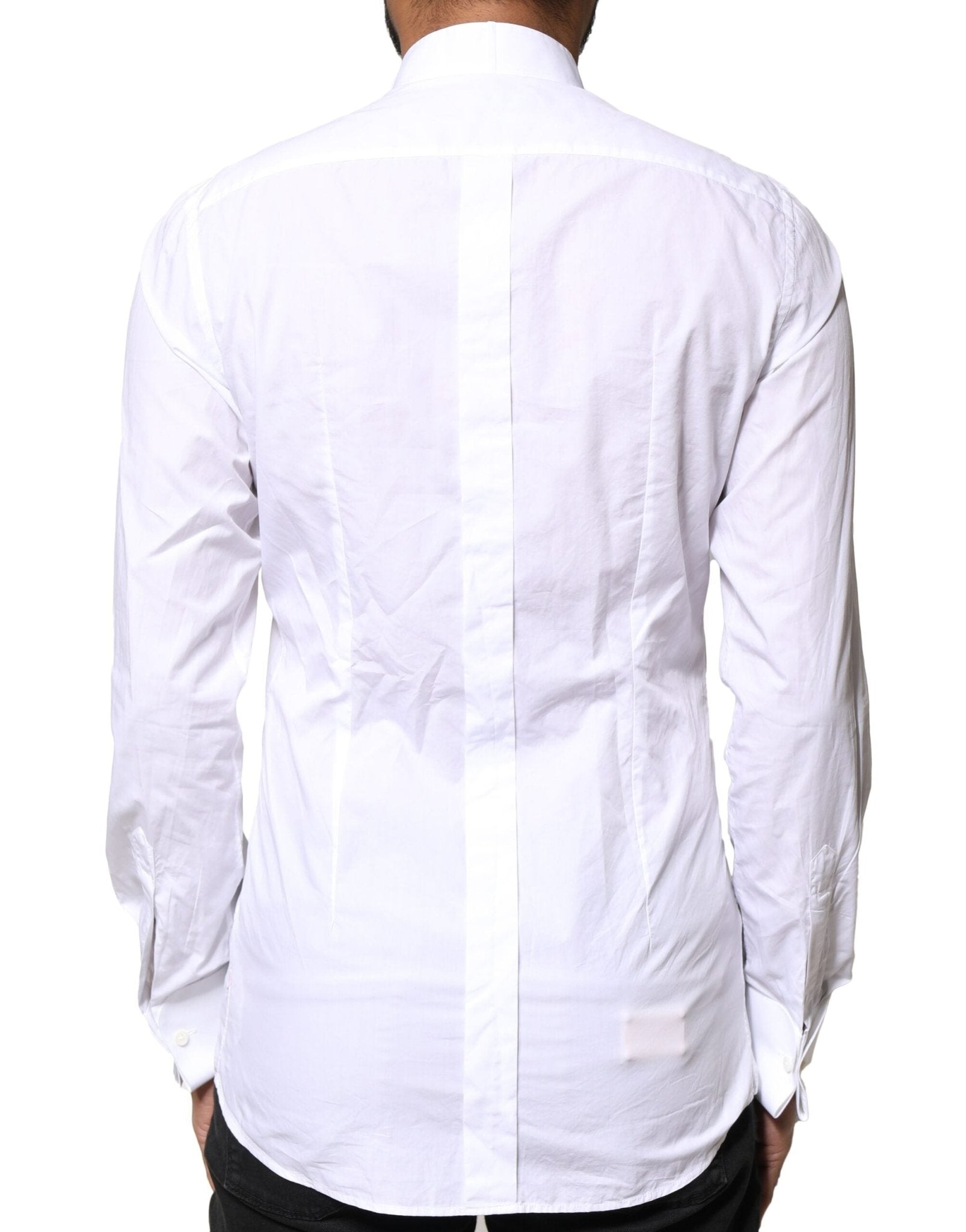 Dolce & Gabbana White GOLD CottonPoplin Bib Formal Dress Shirt - RIMODA