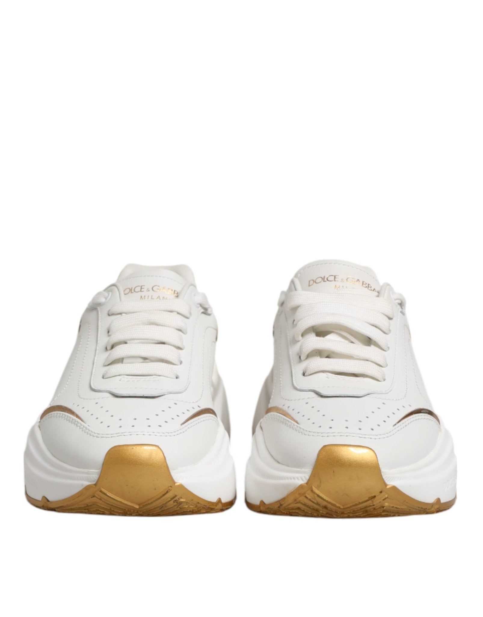 Dolce & Gabbana White Gold DAYMASTER Leather Sneakers Shoes - RIMODA