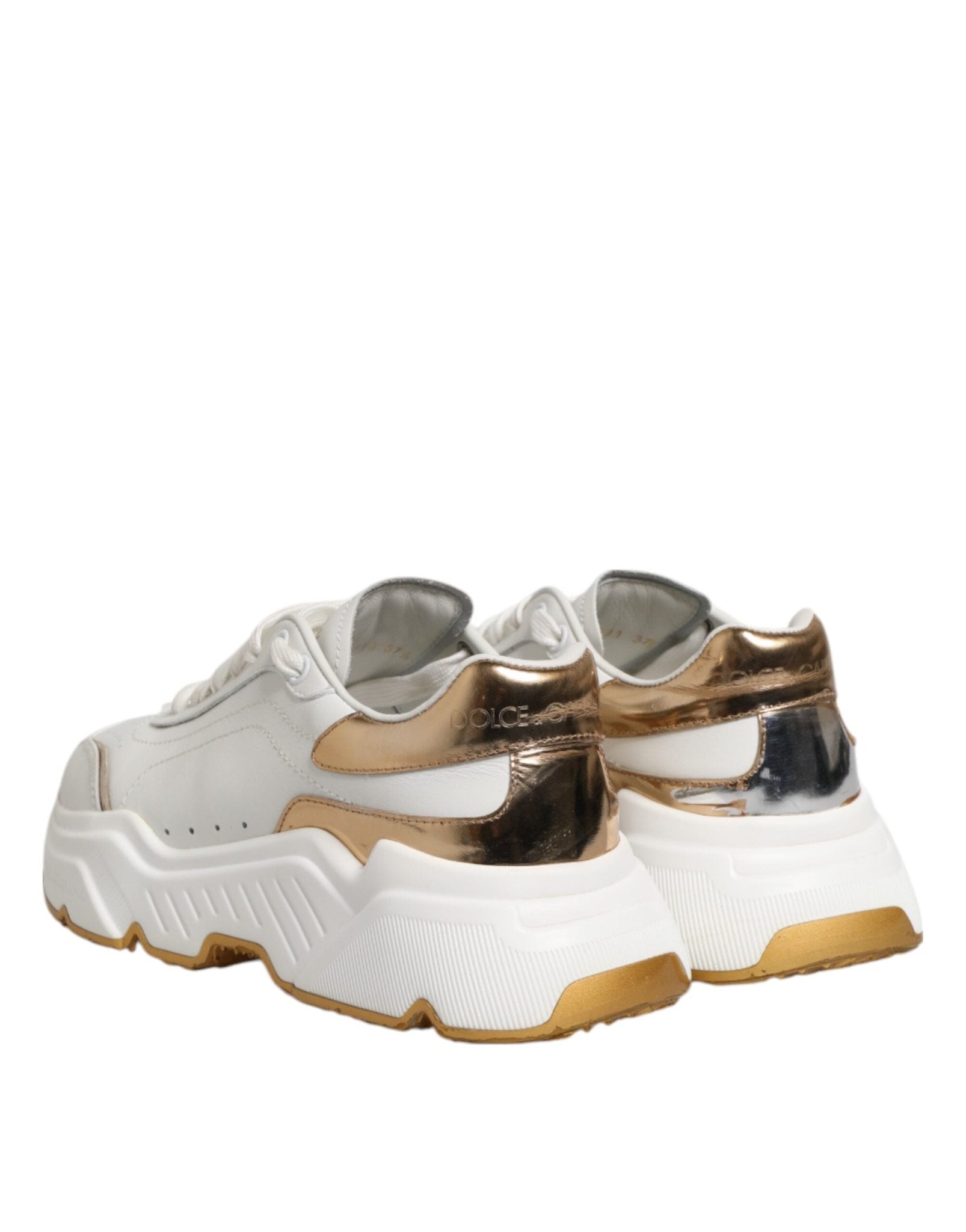 Dolce & Gabbana White Gold DAYMASTER Leather Sneakers Shoes - RIMODA