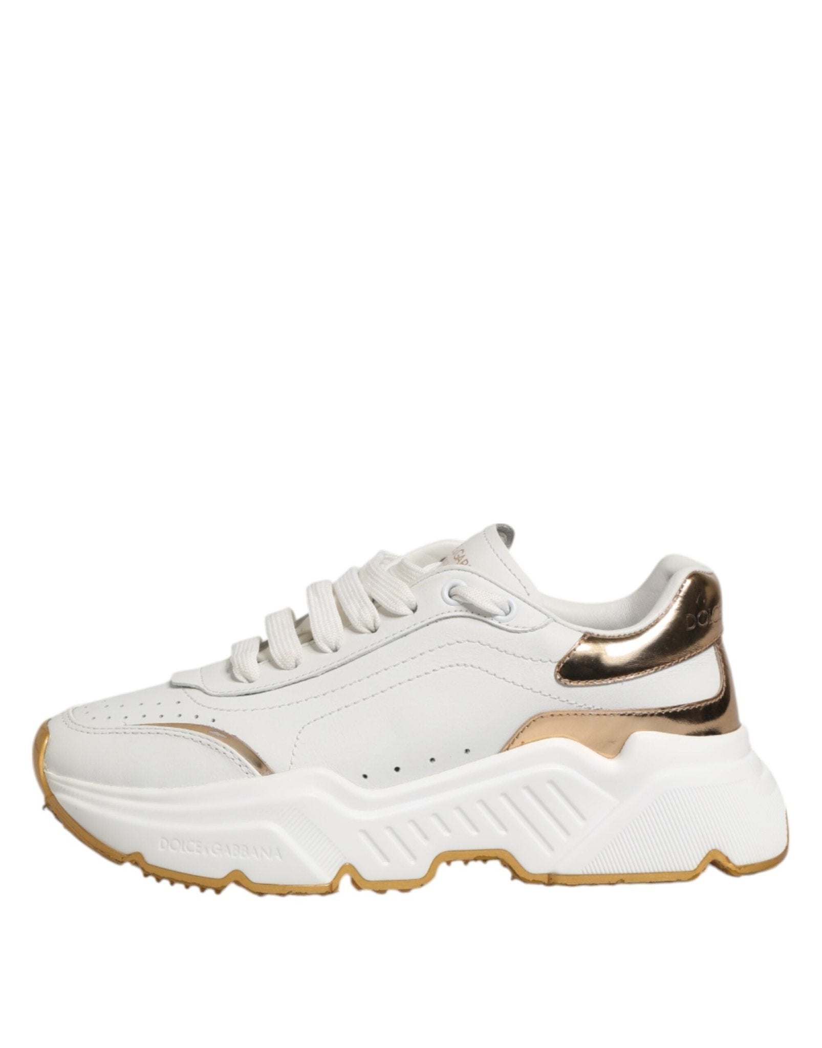 Dolce & Gabbana White Gold DAYMASTER Leather Sneakers Shoes - RIMODA