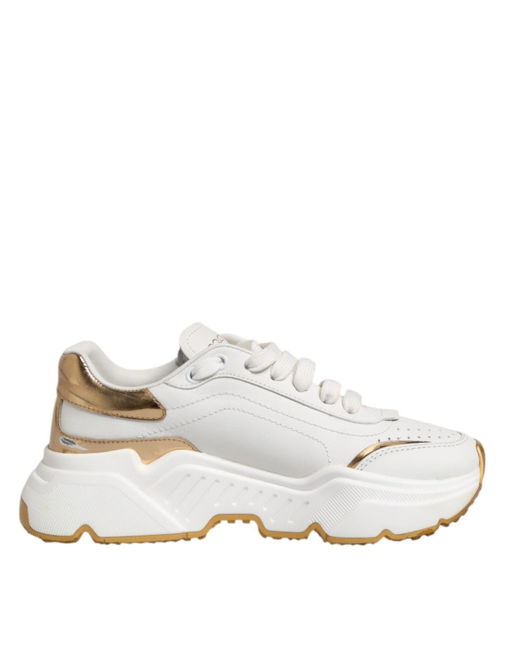 Dolce & Gabbana White Gold DAYMASTER Leather Sneakers Shoes - RIMODA