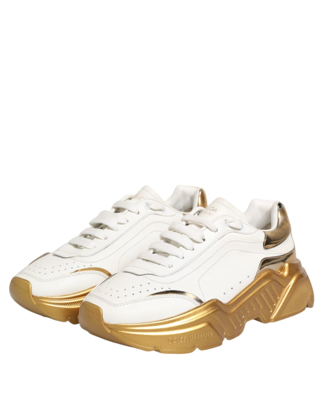 Dolce & Gabbana White Gold DAYMASTER Leather Sneakers Womens Shoes - RIMODA