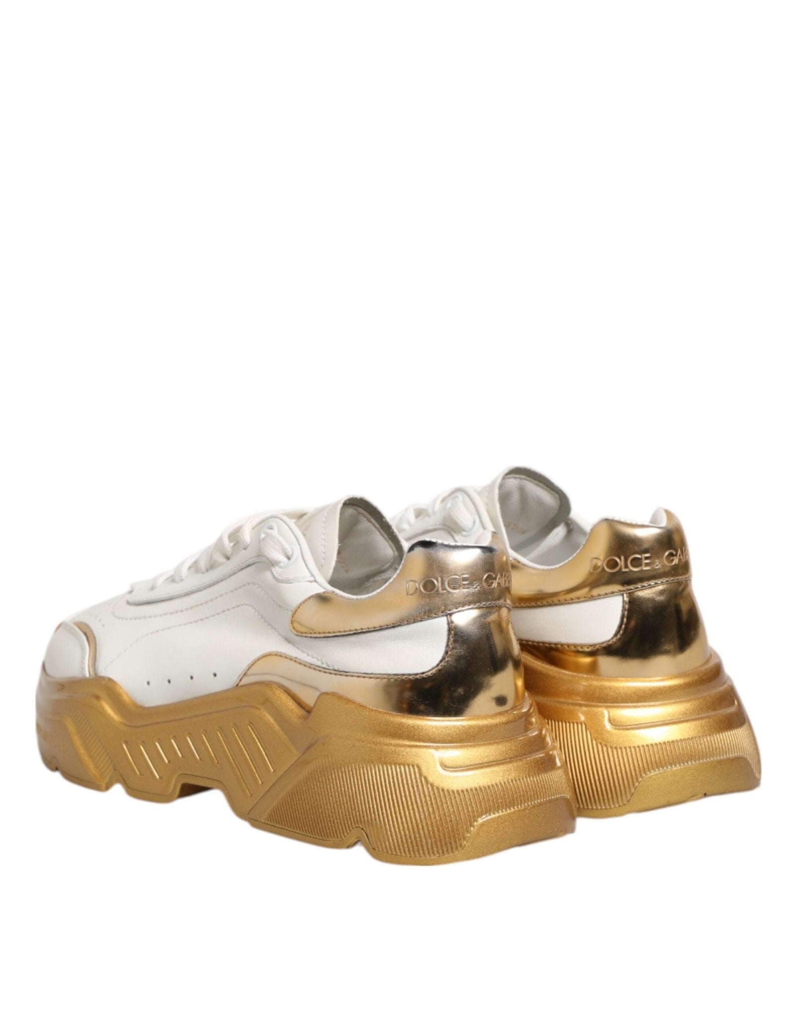 Dolce & Gabbana White Gold DAYMASTER Leather Sneakers Womens Shoes - RIMODA