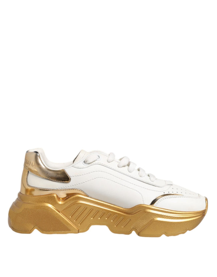 Dolce & Gabbana White Gold DAYMASTER Leather Sneakers Womens Shoes - RIMODA